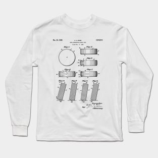 Ice Hockey Patent - Hockey Puck Art - Black And White Long Sleeve T-Shirt